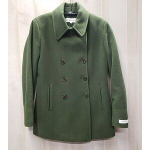 Calvin Klein Wool Cashmere Blend Pea Coat, Green Size 6, Double Breasted Pockets